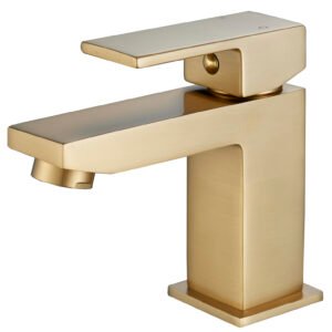 Modern Square Single Lever Basin Mixer Tap – Brushed Gold