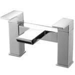 Modern Waterfall Bath Mixer Tap – Twin Lever, Chrome, Deck-Mounted