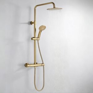Thermostatic Rainfall Shower System with Handheld — Dual-Outlet Chrome Set