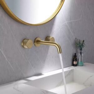 Knurled Wall Mounted Basin Mixer Tap – 3-Hole Modern Design