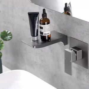 FARC Blade Wall Mounted Waterfall Basin Mixer Tap with Shelf