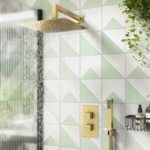 Brushed Brass 2 Outlet Thermostatic Concealed Shower Set – Square
